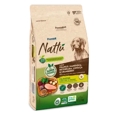 Racao Premier Nattu Caes Filhotes Mandioca 10.1kg lateral